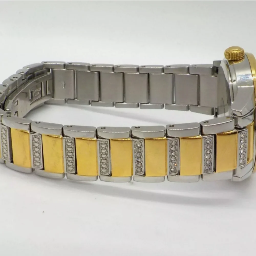 **SOLD** Bulova Crystal Turnstyle Mother of Pearl Dial Two-tone Ladies Watch - Picture 9 of 11